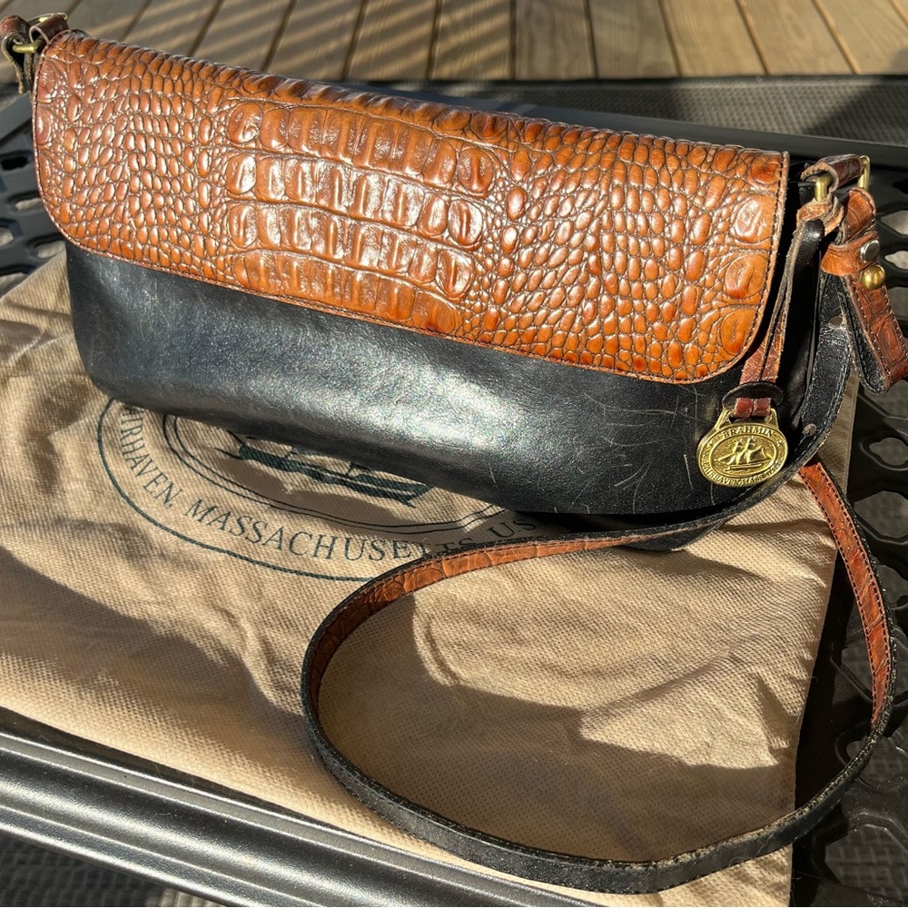 Brahmin Black/Croc Clutch/Crossbody